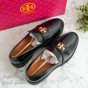 NIB Tory Burch Everly Leather Mini Chunky Loafer Flat Cambridge Shoes Size 7.5/8